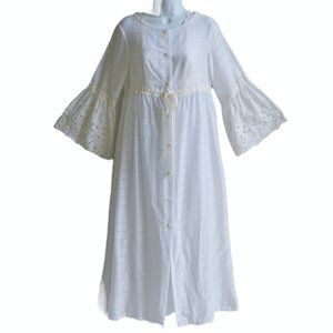 Saramae Lingerie Vintage 2pc Nightgown Housecoat Dressing Robe Eyelet Pockets S